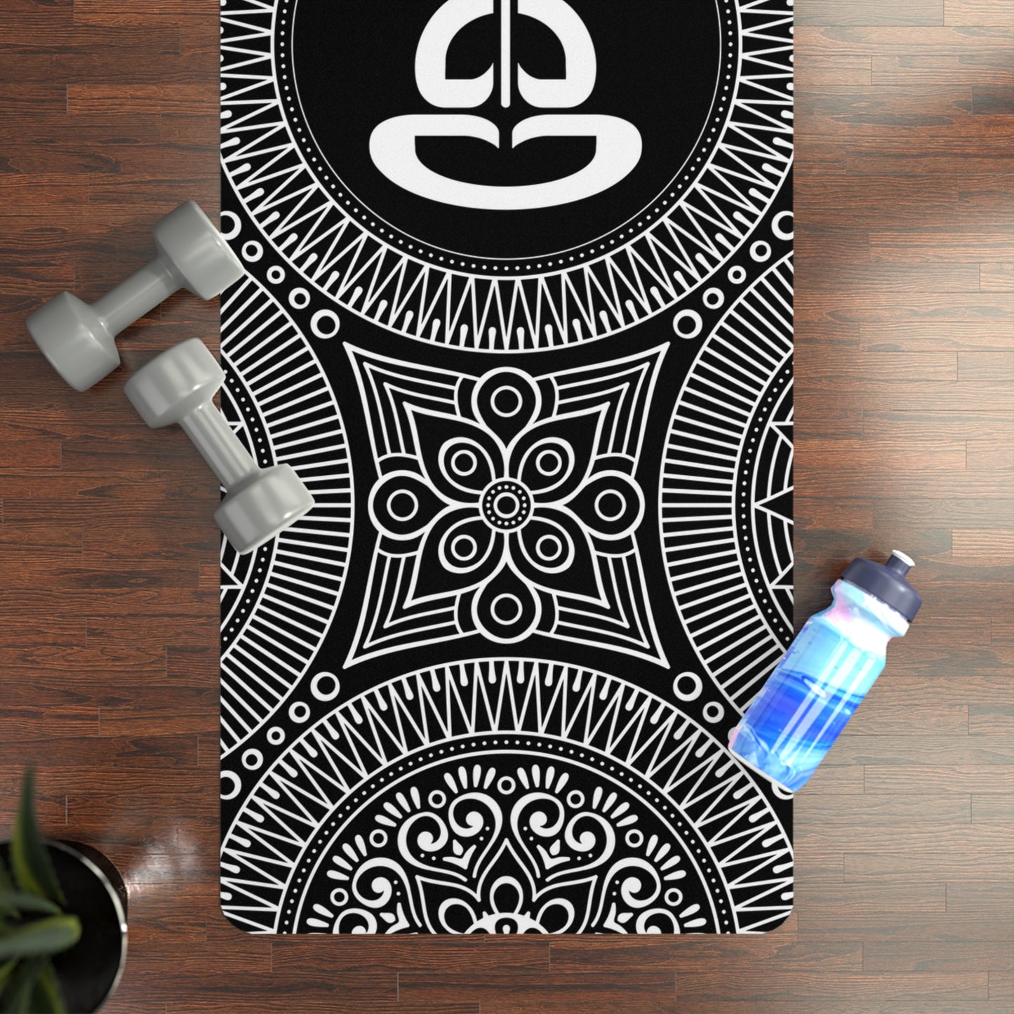 Spiritual Hooligan Signature Rubber Yoga Mat Black & White Mandala