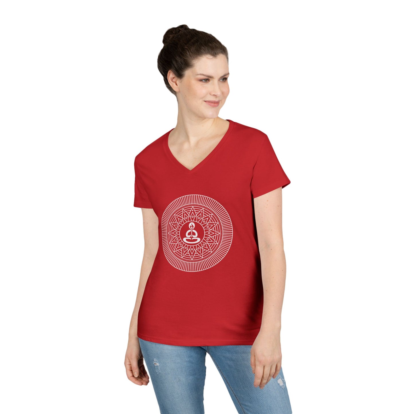 Buddha Mandala Ladies' V-Neck Tee — Spiritual Yoga Meditation Shirt