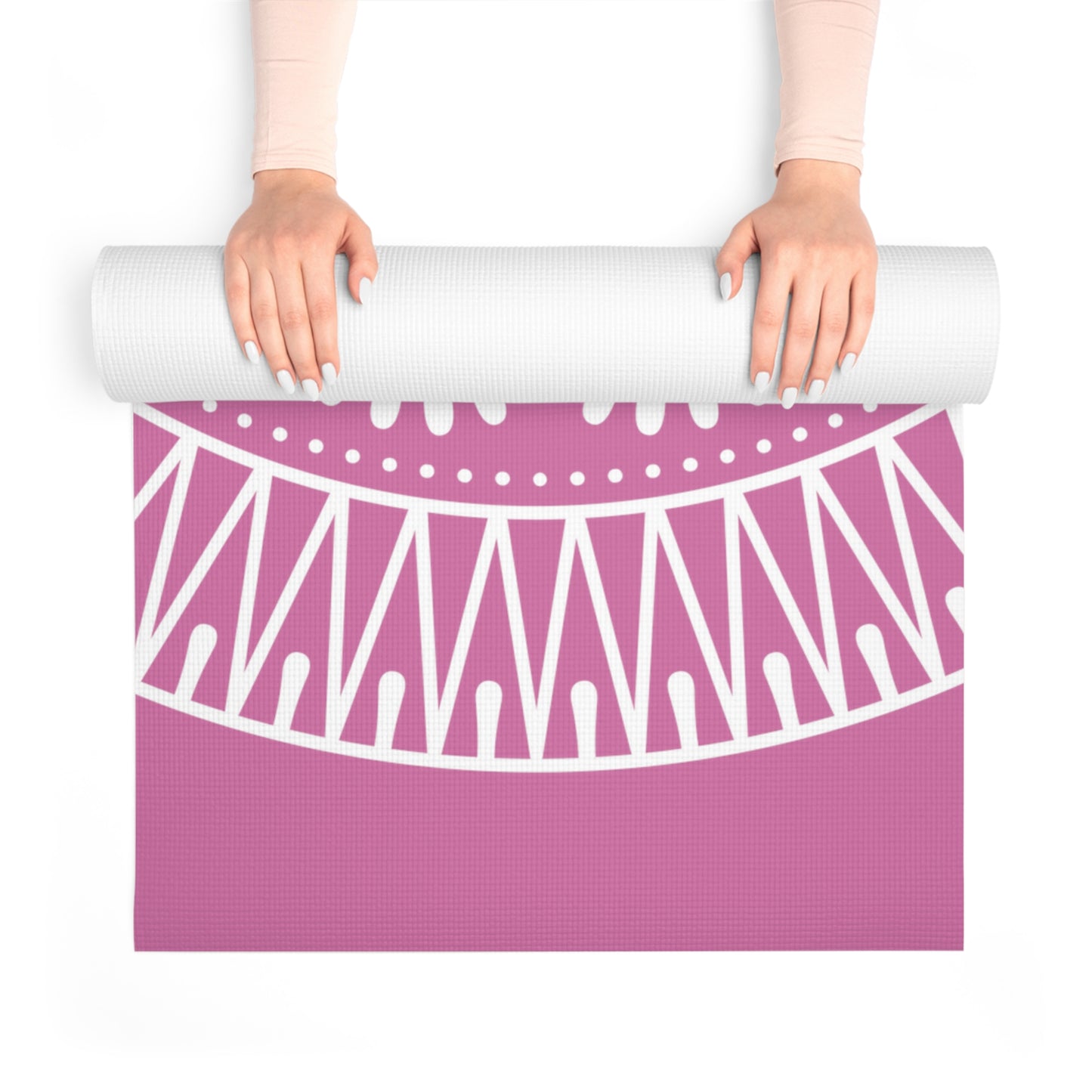 Spiritual Hooligan Foam Yoga Mat Pink & White Mandala 2