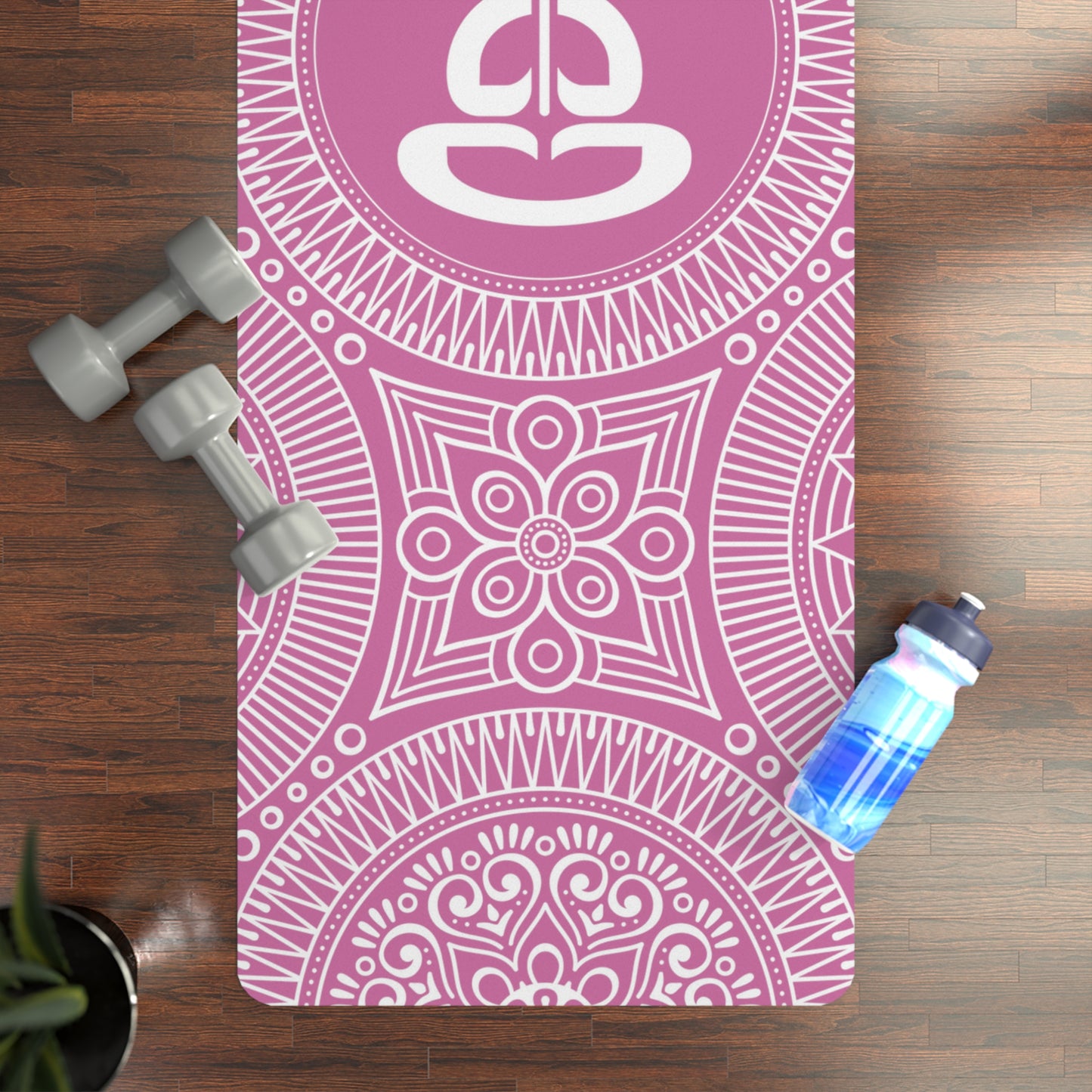 Spiritual Hooligan Signature Rubber Yoga Mat Pink & White Mandala