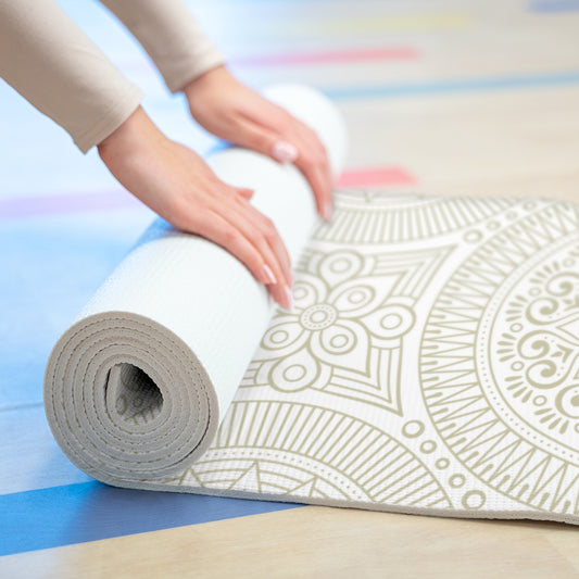 Spiritual Hooligan Foam Yoga Mat Beige & White Mandala