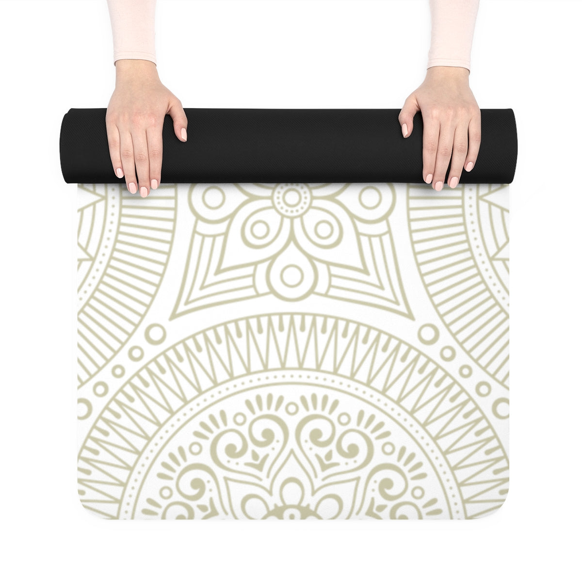 Spiritual Hooligan Signature Rubber Yoga Mat Beige & White Mandala