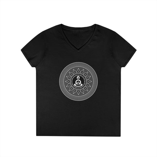 Buddha Mandala Ladies' V-Neck Tee — Spiritual Yoga Meditation Shirt