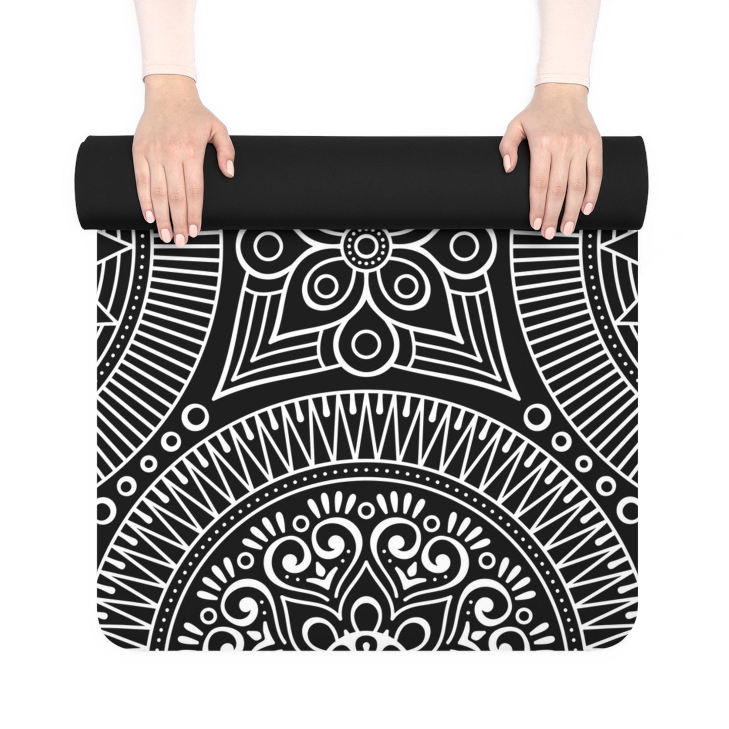 Spiritual Hooligan Signature Rubber Yoga Mat Black & White Mandala