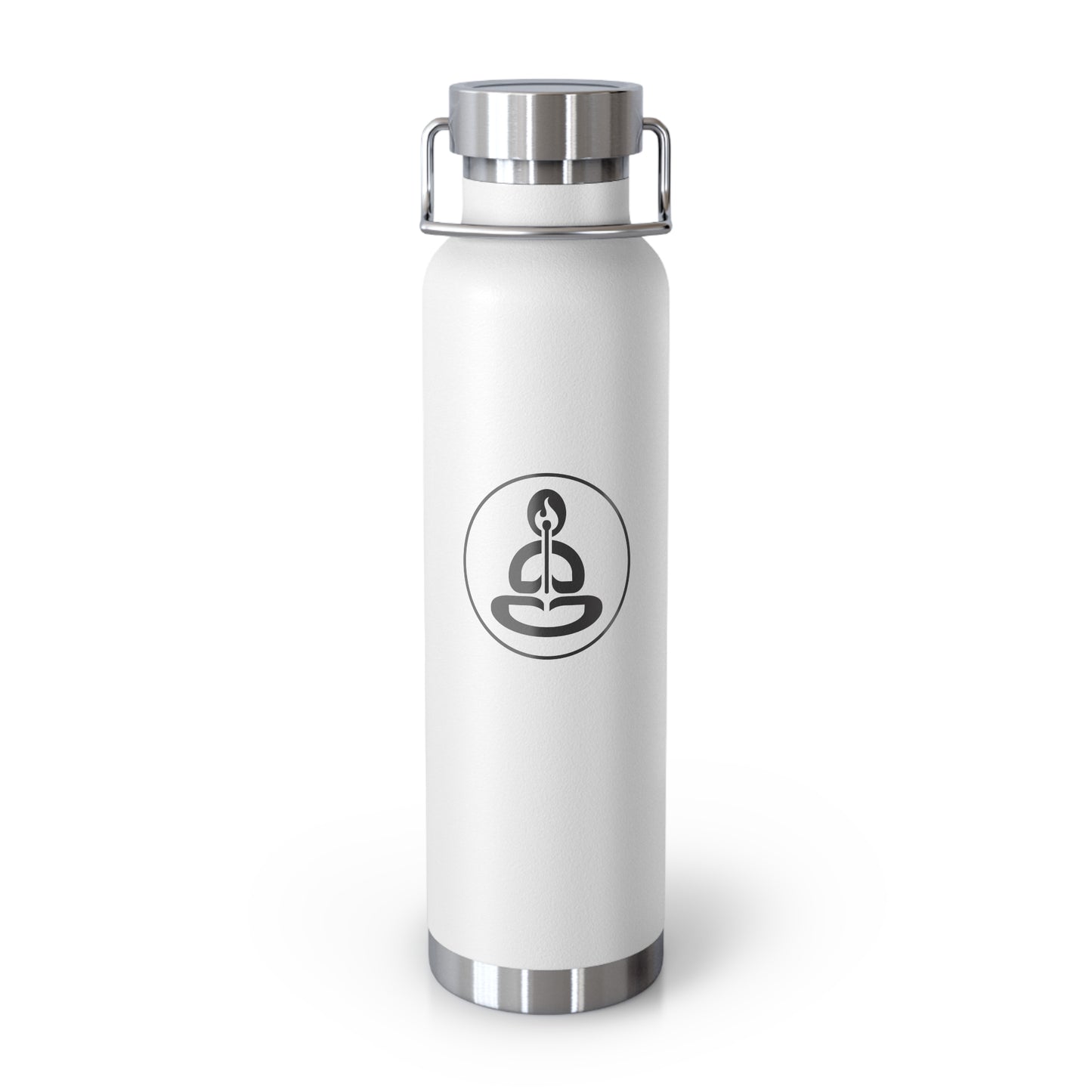 Copper Vacuum Insulated Bottle — 22oz Stainless Travel Flask with Minimal Lotus Candle Logo