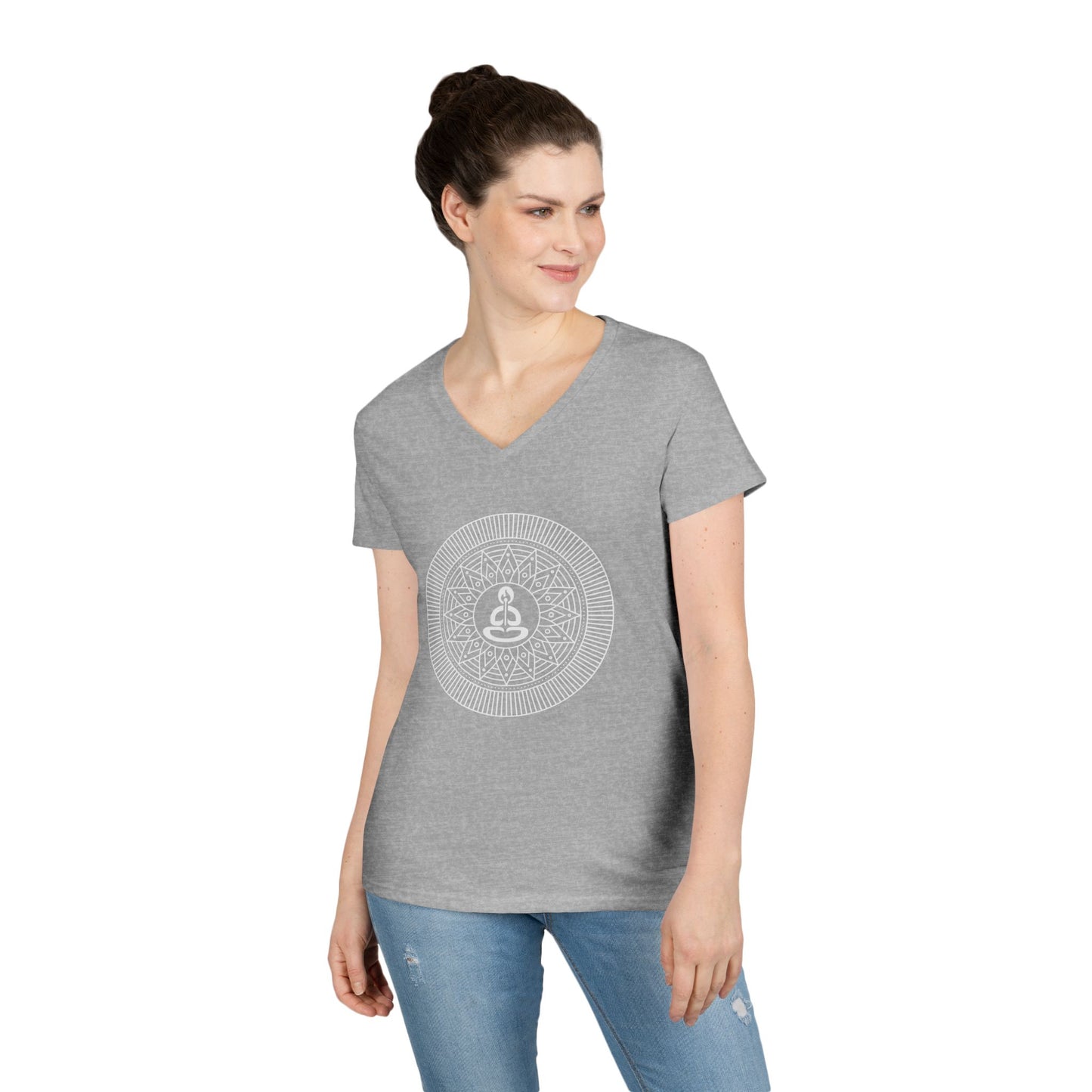Buddha Mandala Ladies' V-Neck Tee — Spiritual Yoga Meditation Shirt