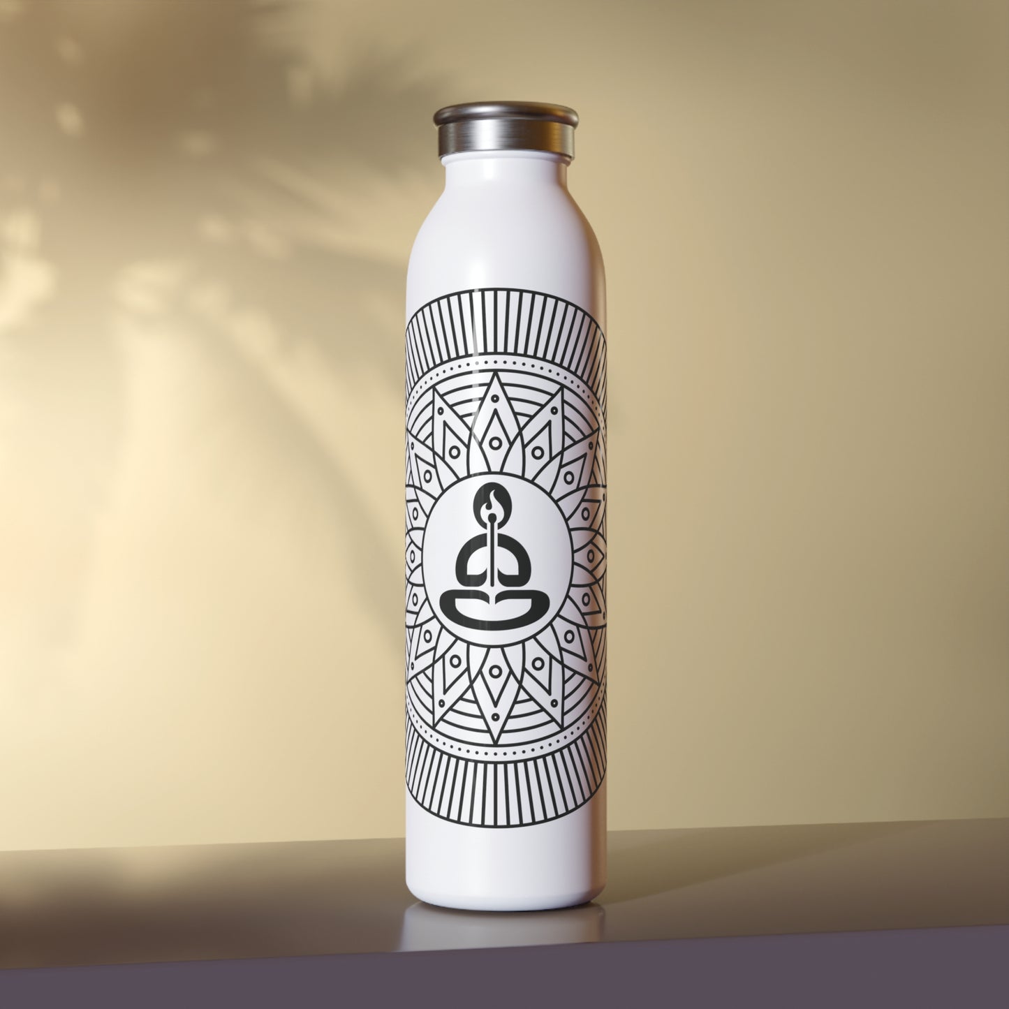 Slim Water Bottle — Minimal Mandala Yoga Stainless Steel Bottle