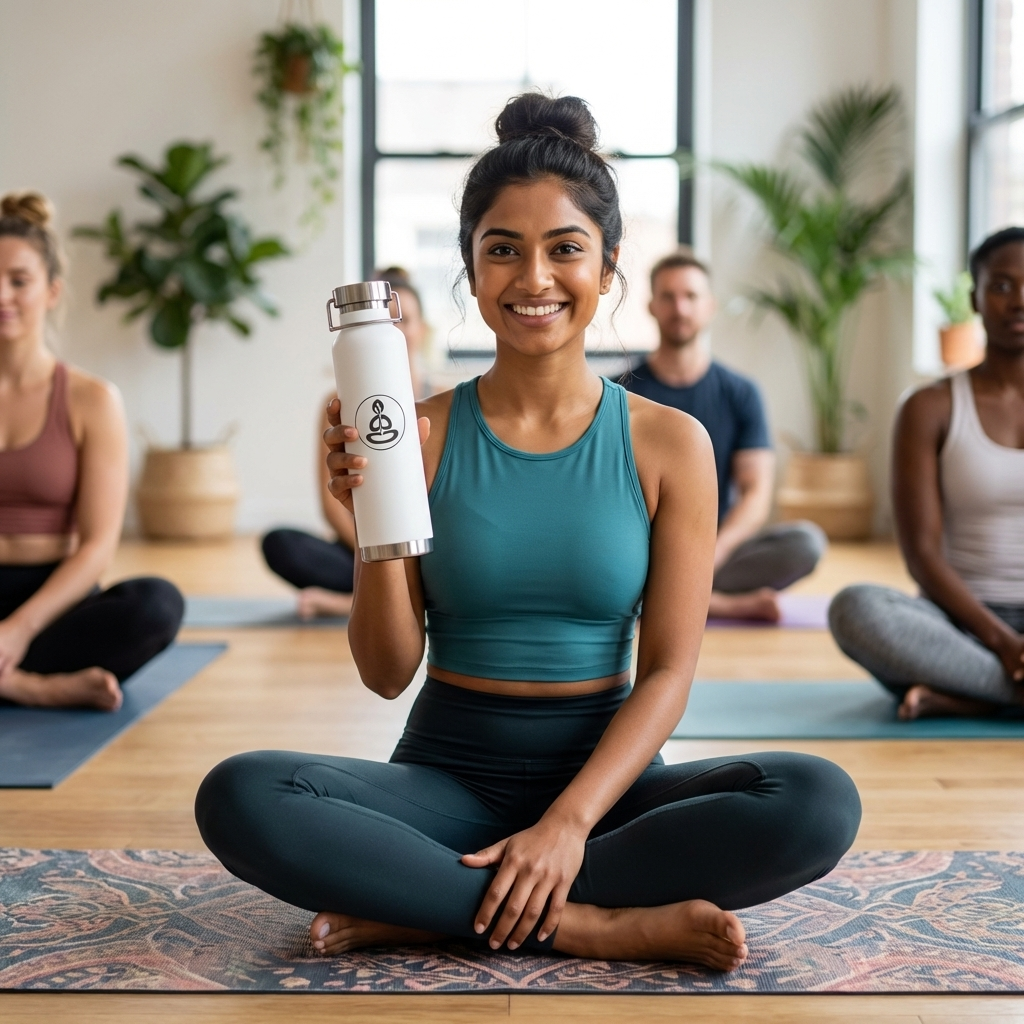 Copper Vacuum Insulated Bottle — 22oz Stainless Travel Flask with Minimal Lotus Candle Logo