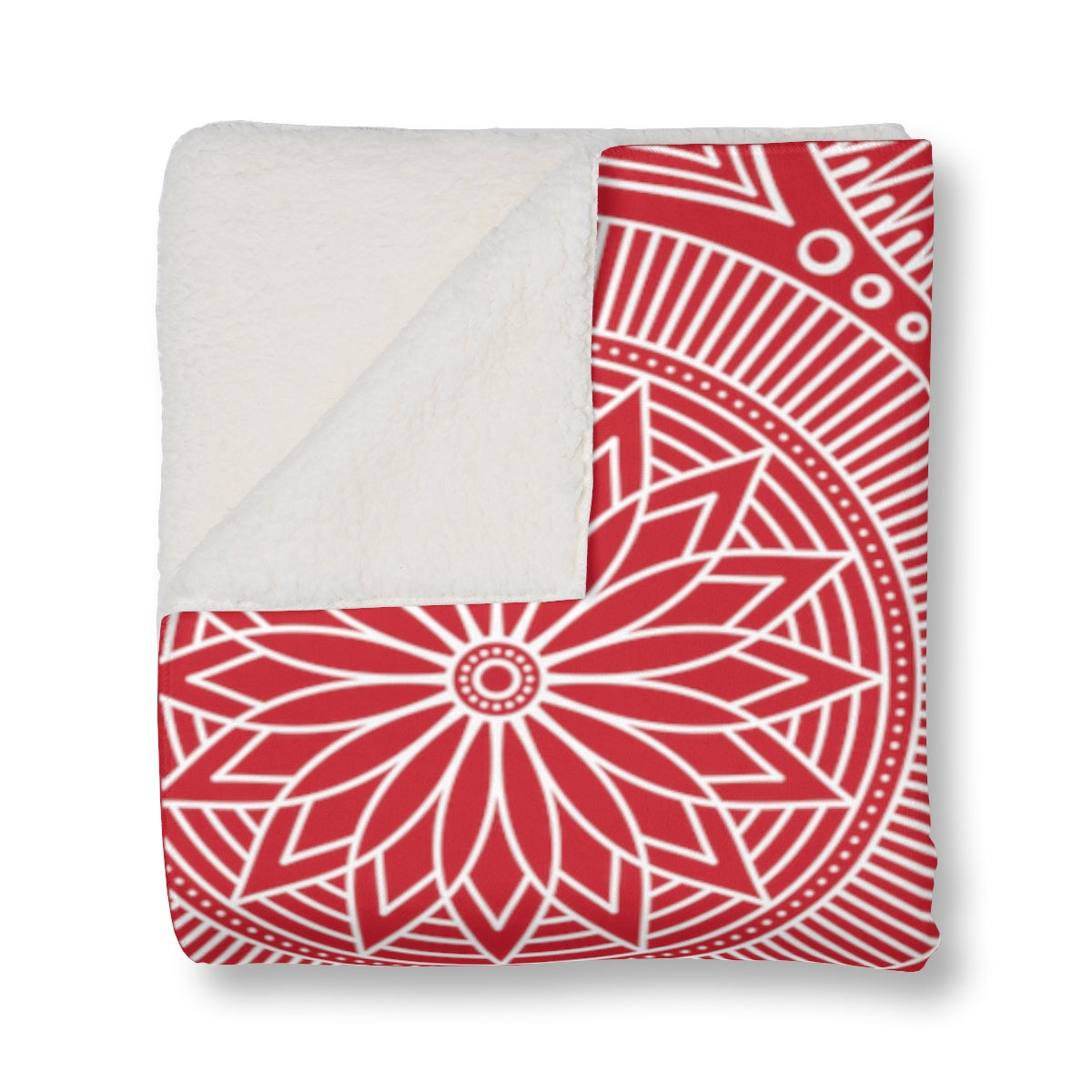 Spiritual Hooligan Red & White Mandala Sherpa Blanket