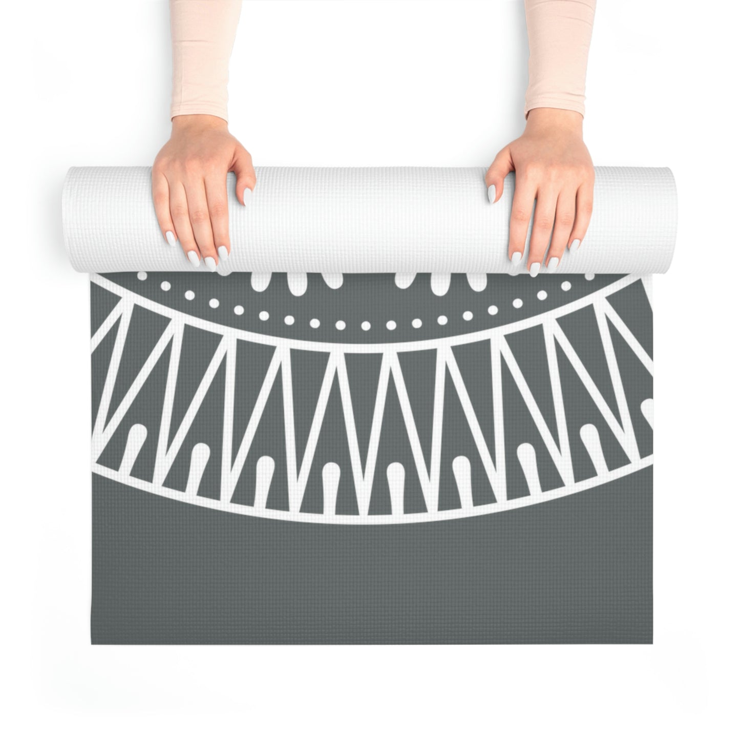 Spiritual Hooligan Foam Yoga Mat Dark Grey & White Mandala 2