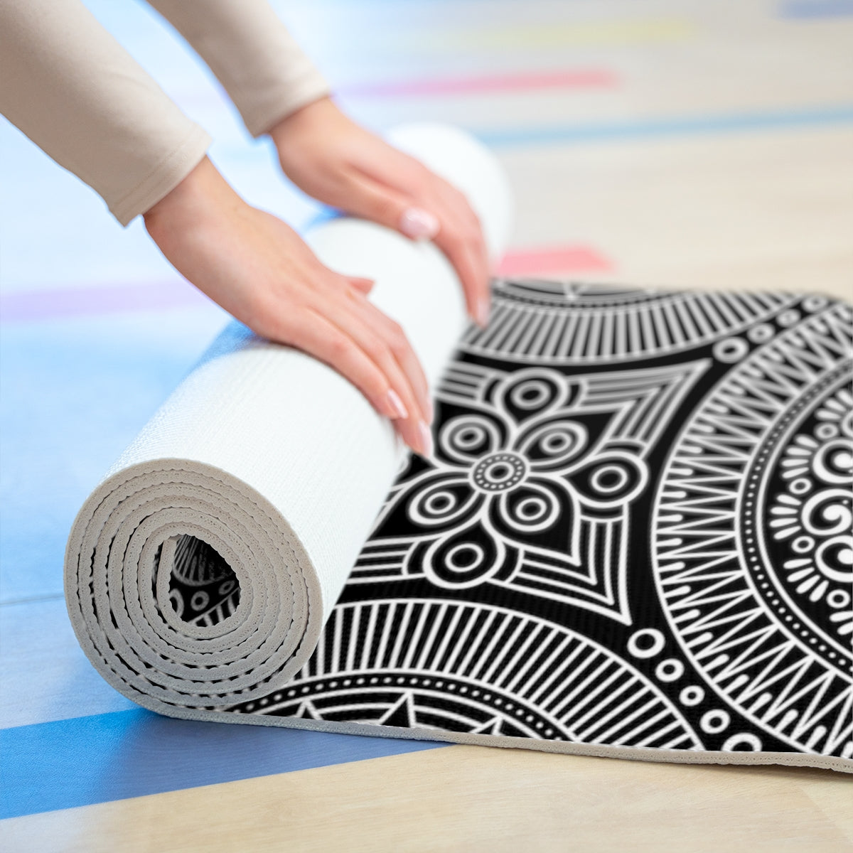 Spiritual Hooligan Foam Yoga Mat Black & White Mandala